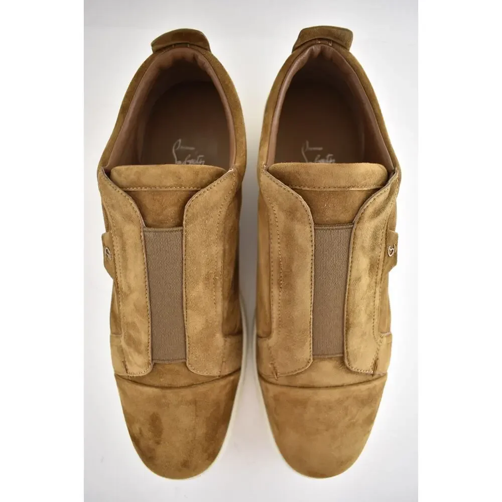 Christian Louboutin Mens St Louis Flat Rhea Brown Suede Low Top Sneakers 47 14